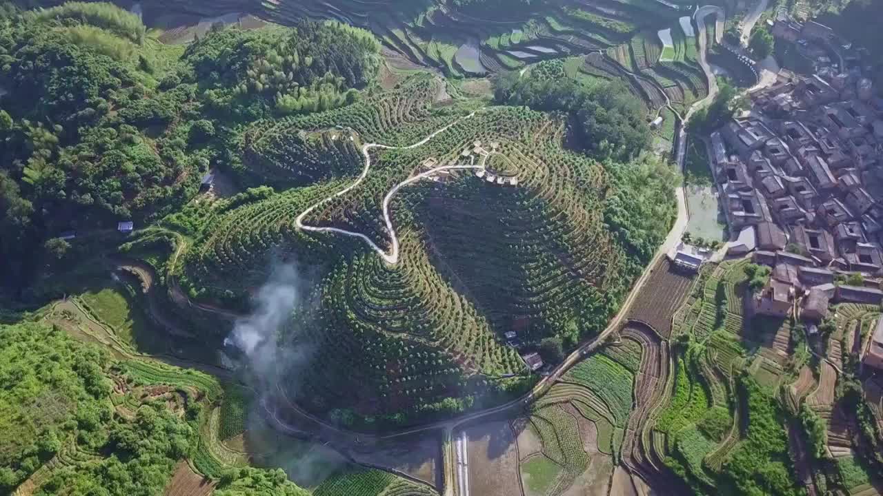 中国传统村落丽水松阳三都乡上庄村航拍视频素材