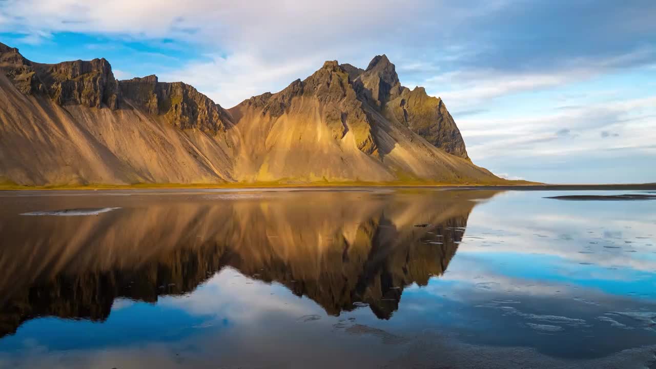 冰岛壮丽自然风光，蝙蝠山视频素材