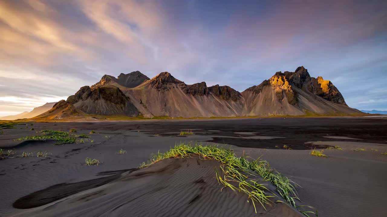 冰岛壮丽自然风光，蝙蝠山视频素材