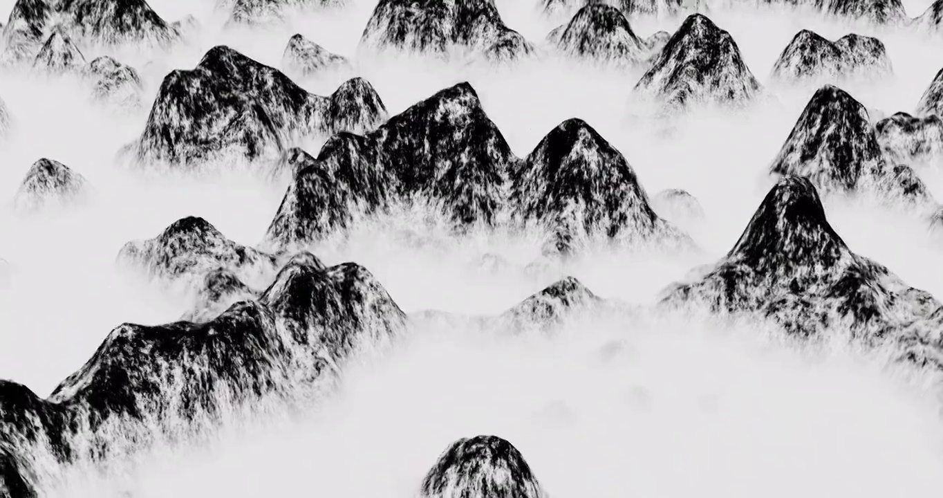 三维渲染动画：中国国画水墨山峰视频下载
