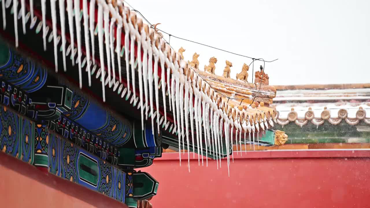 北京中轴线古建紫禁城北平故宫冬季雪景视频素材