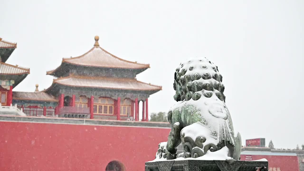 北京中轴线古建紫禁城北平故宫冬季雪景视频素材