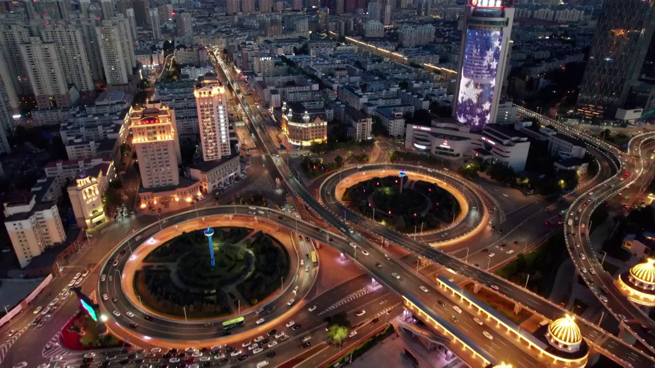 哈尔滨公路大桥夜景航拍视频素材