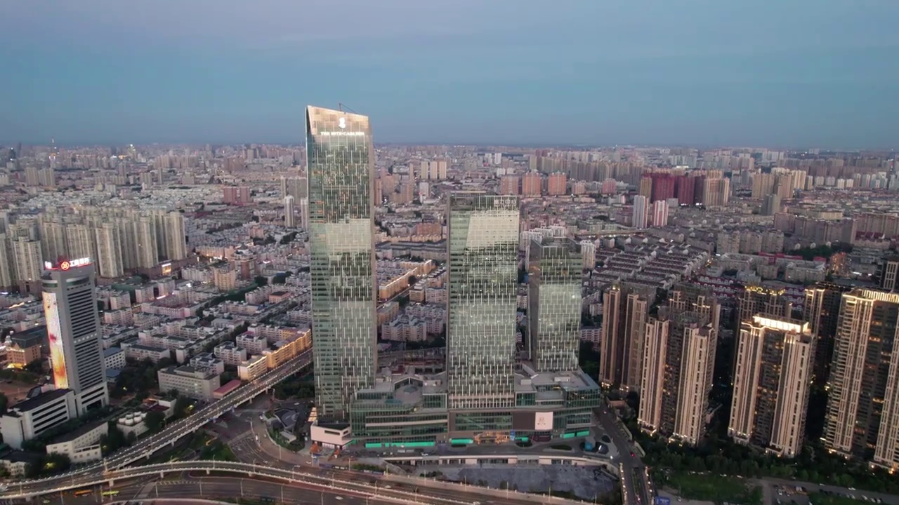 哈尔滨城市风光夜景航拍视频素材