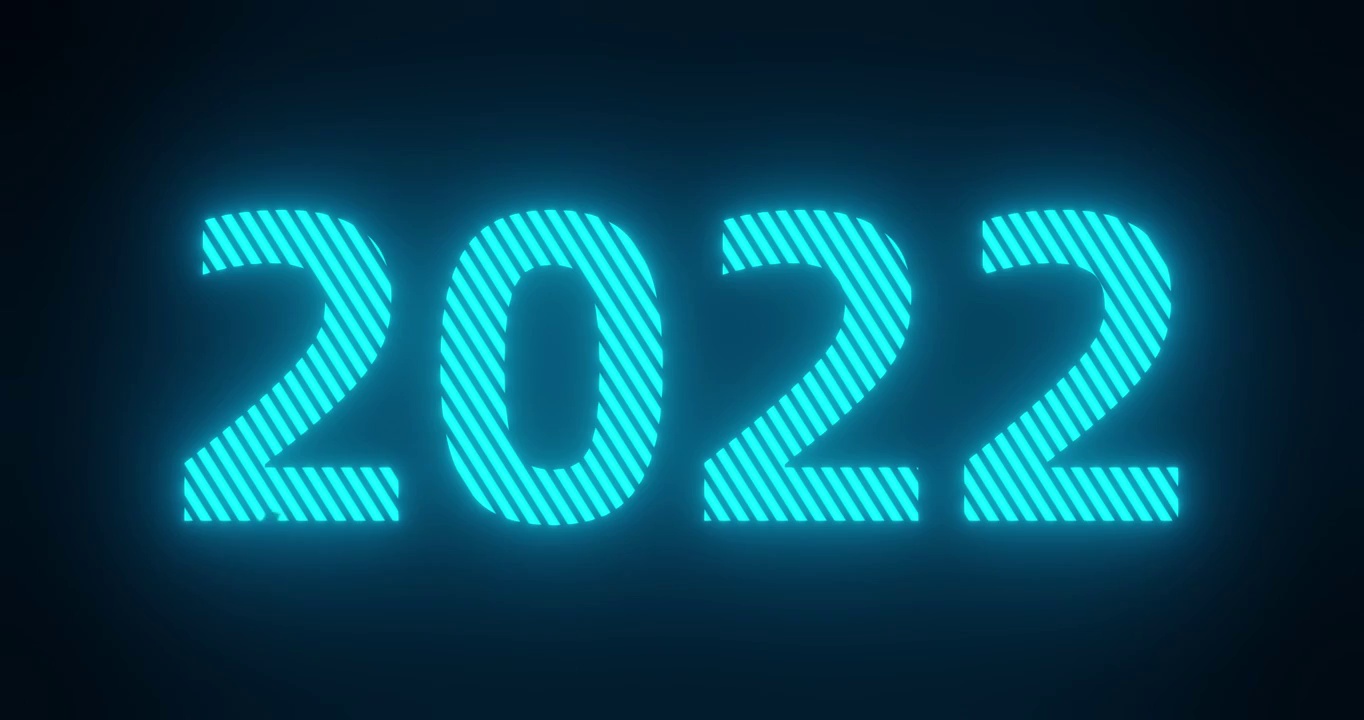 三维浅蓝色霓虹文字：逐渐消失的2022年视频下载