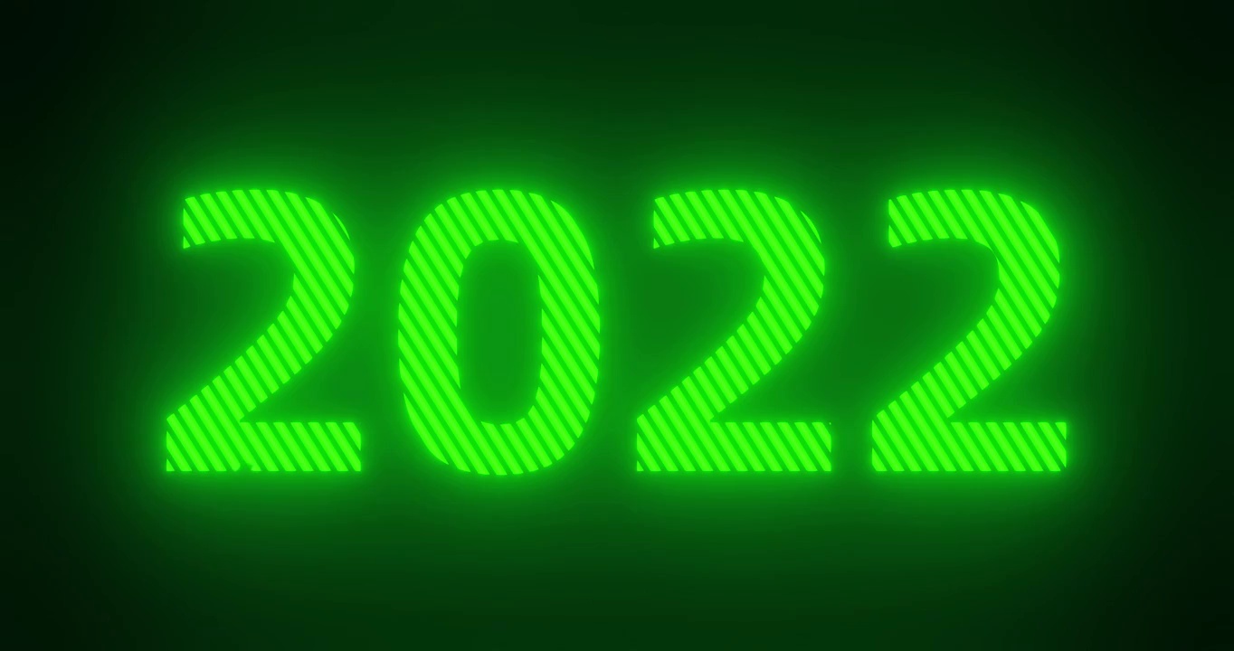 三维绿色霓虹文字：逐渐消失的2022年视频下载