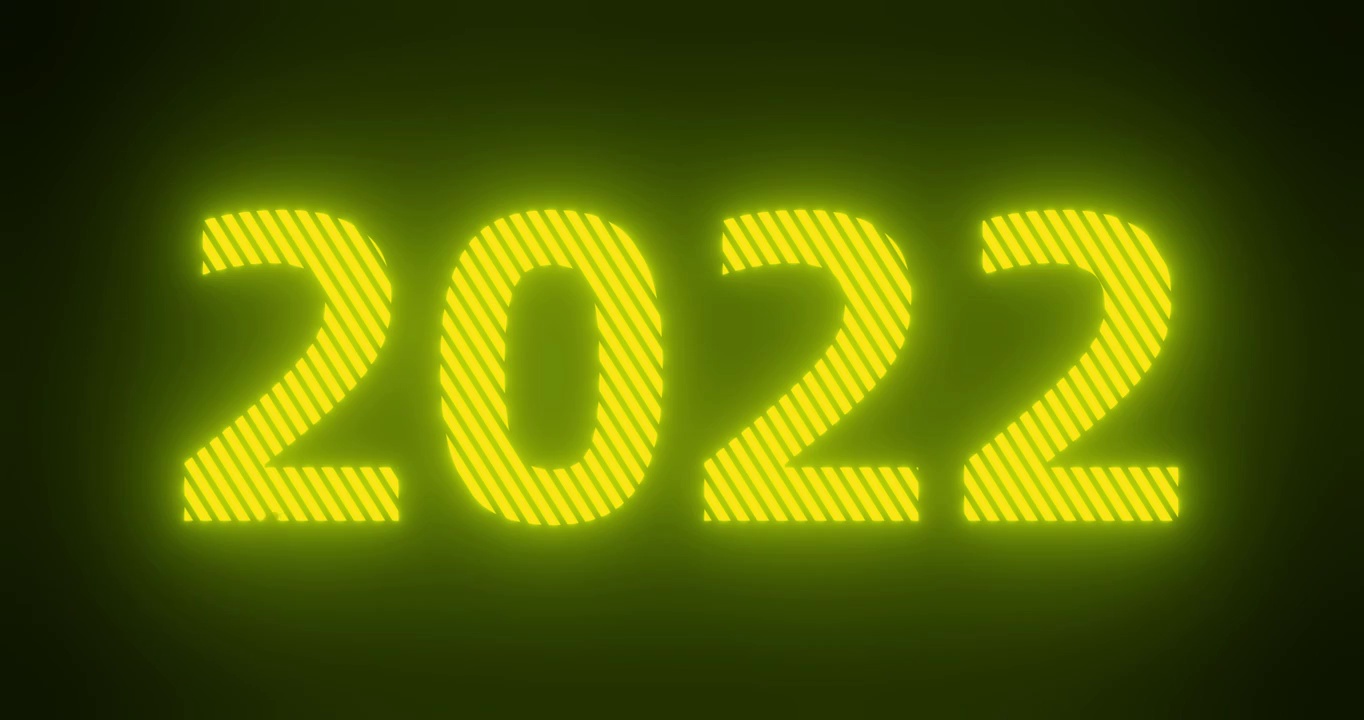 三维黄色霓虹文字：逐渐消失的2022年视频下载