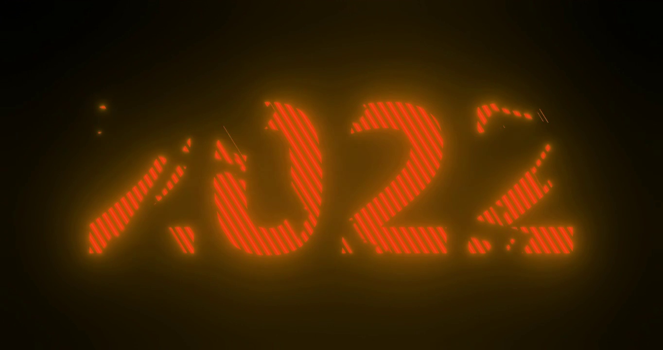 三维橙色霓虹文字：逐渐消失的2022年视频下载