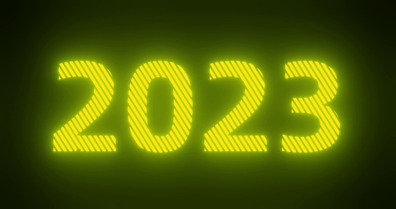 三维黄色霓虹文字：迎来2023年视频下载