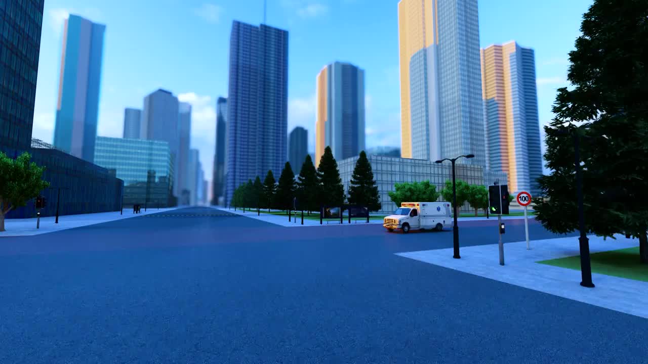 救护车在空旷的城市街道穿梭（合集）视频素材