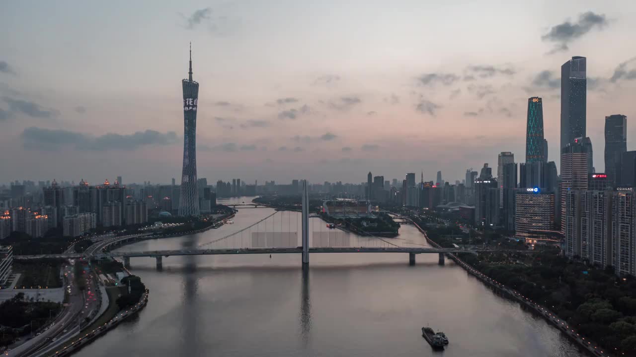 广州地标建筑日落视频素材