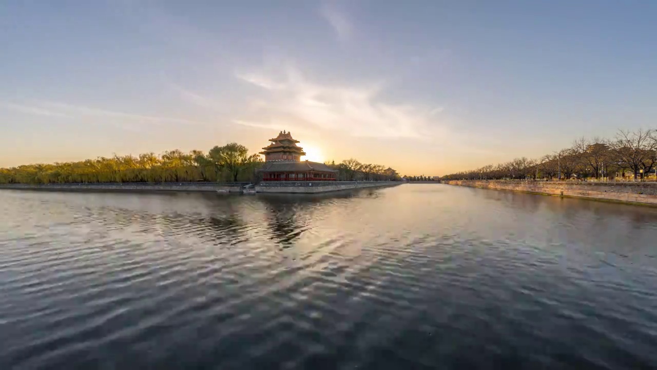 北京故宫博物院紫禁城角楼日落城市风光视频素材