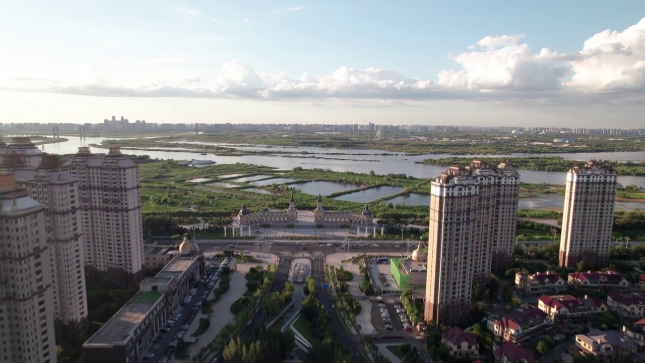 哈尔滨城市风光航拍视频素材