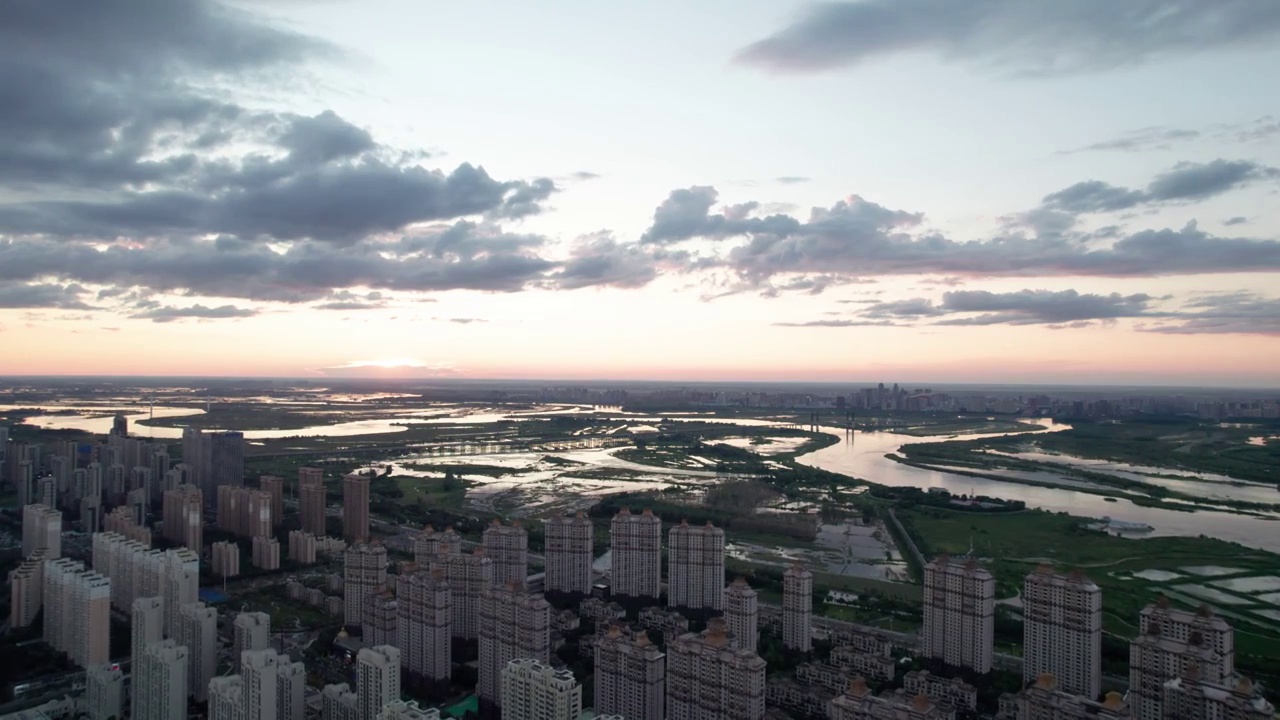 哈尔滨城市风光航拍视频素材