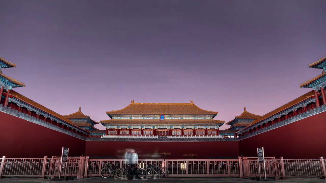 北京紫禁城午门夜景延时视频视频下载