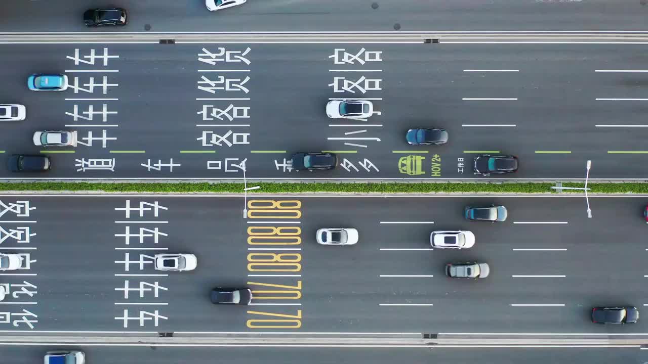 城市主干道车流航拍视频下载