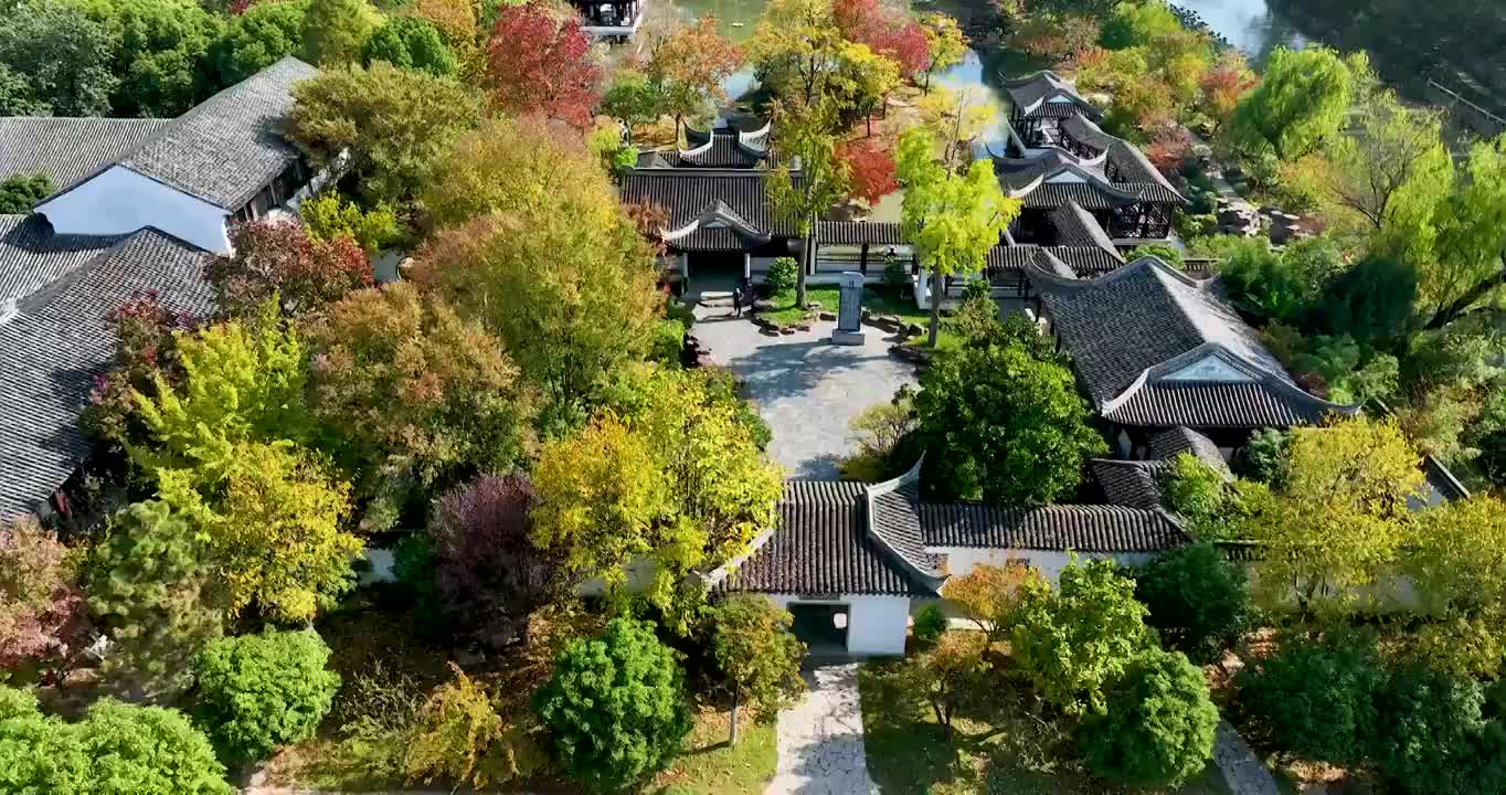 江苏苏州虎丘风景名胜区秋季航拍视频素材