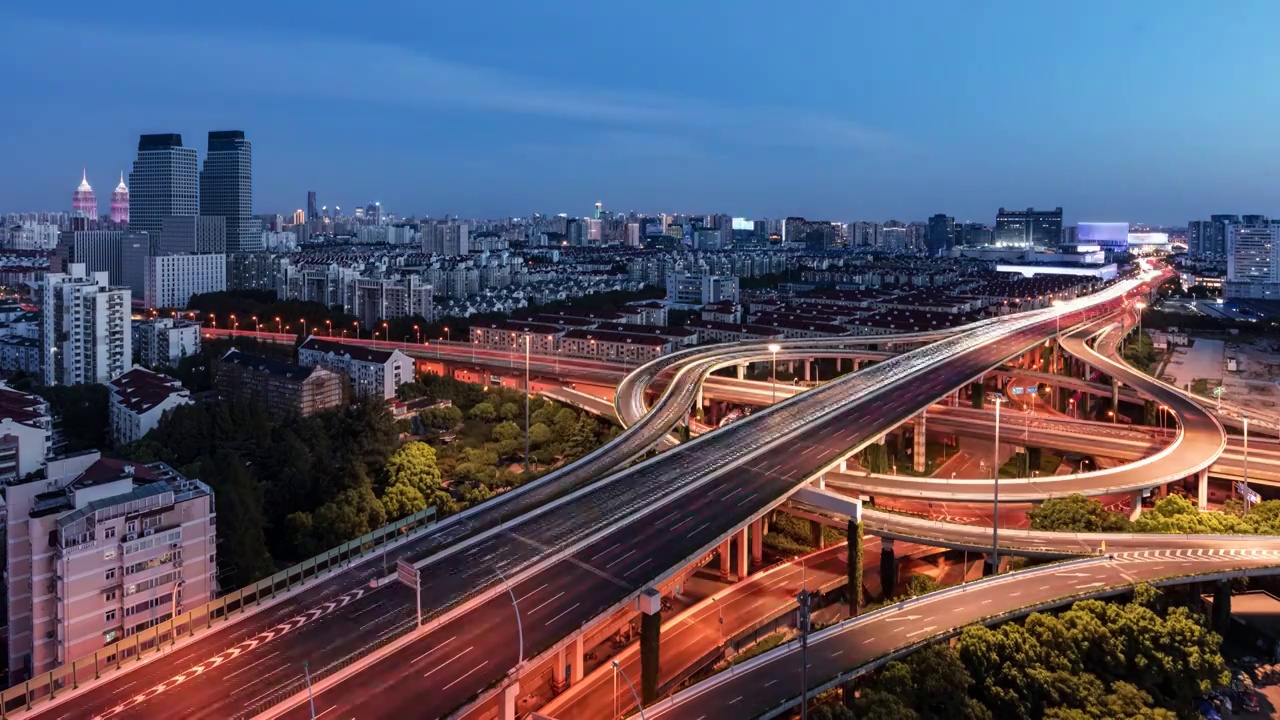 上海真北路中环高架桥交通视频素材
