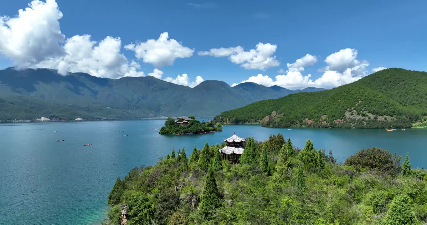 云南泸沽湖自然风光航拍视频下载
