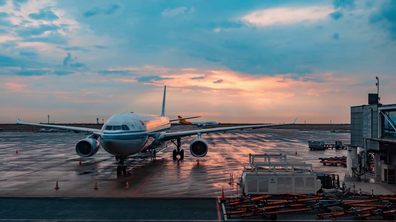 上海浦东机场停机坪日出视频下载