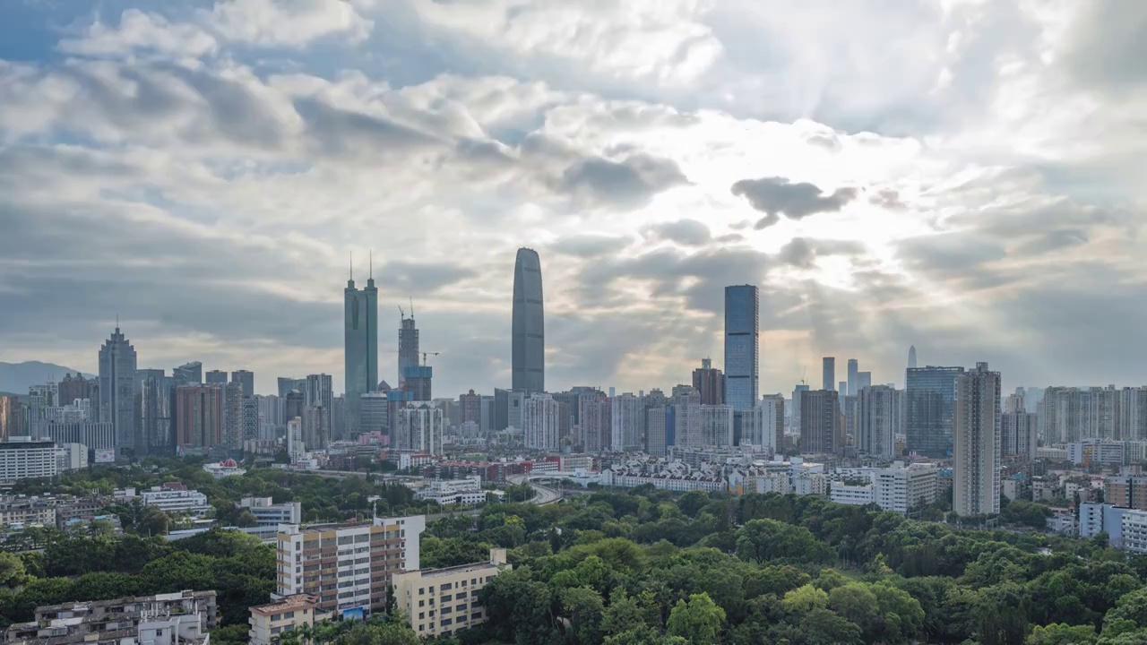 中国深圳罗湖区建筑白昼风景视频下载