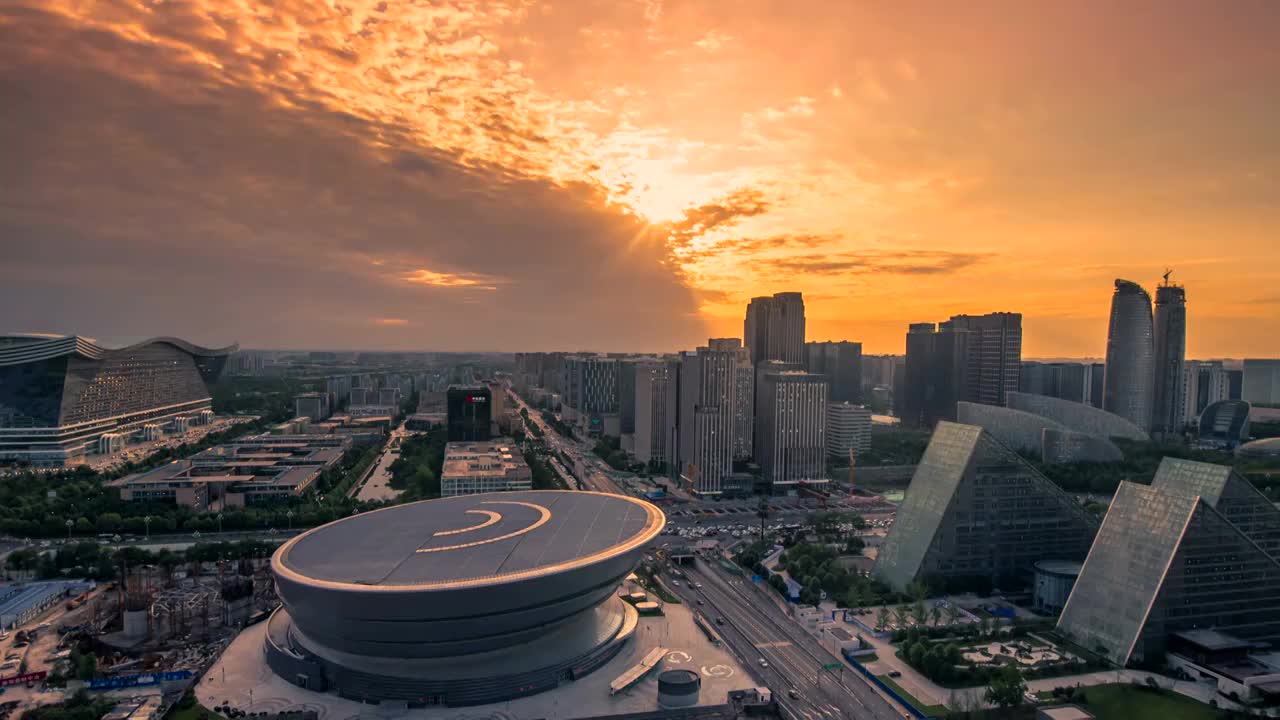 四川省成都市高新区金融城城市风光延时摄影视频素材