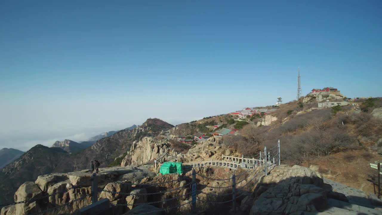 中国山东泰安泰山山顶风景风景区视频下载