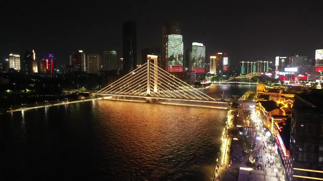 航拍宁波城市建筑风光夜景视频下载