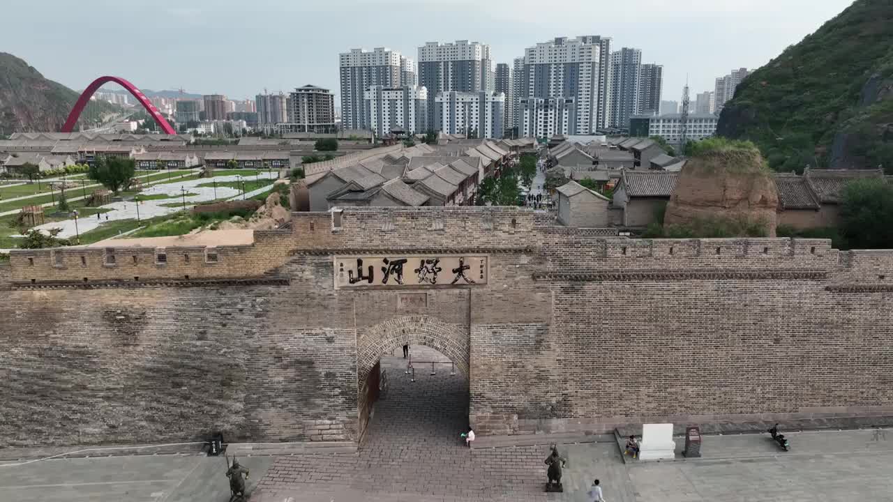 中国河北张家口大境门航拍视频素材