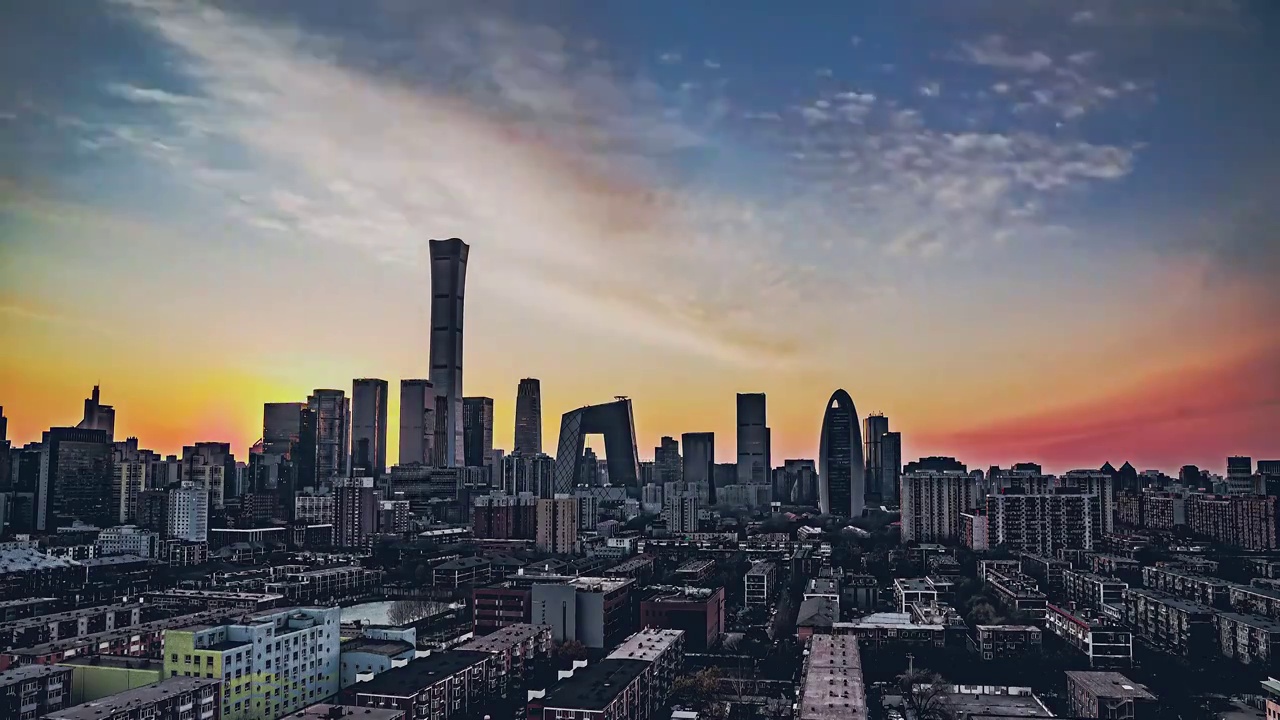 北京国贸核心区中国尊中信大厦央视大楼日落延时国贸三期高楼大厦城市建设都市商务写字楼酒店环球金融中心视频素材