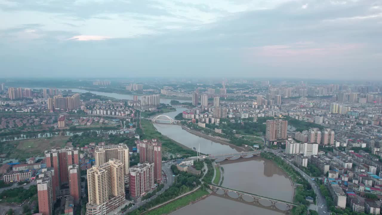 湖南省衡阳市蒸水城市风光4k航拍视频下载