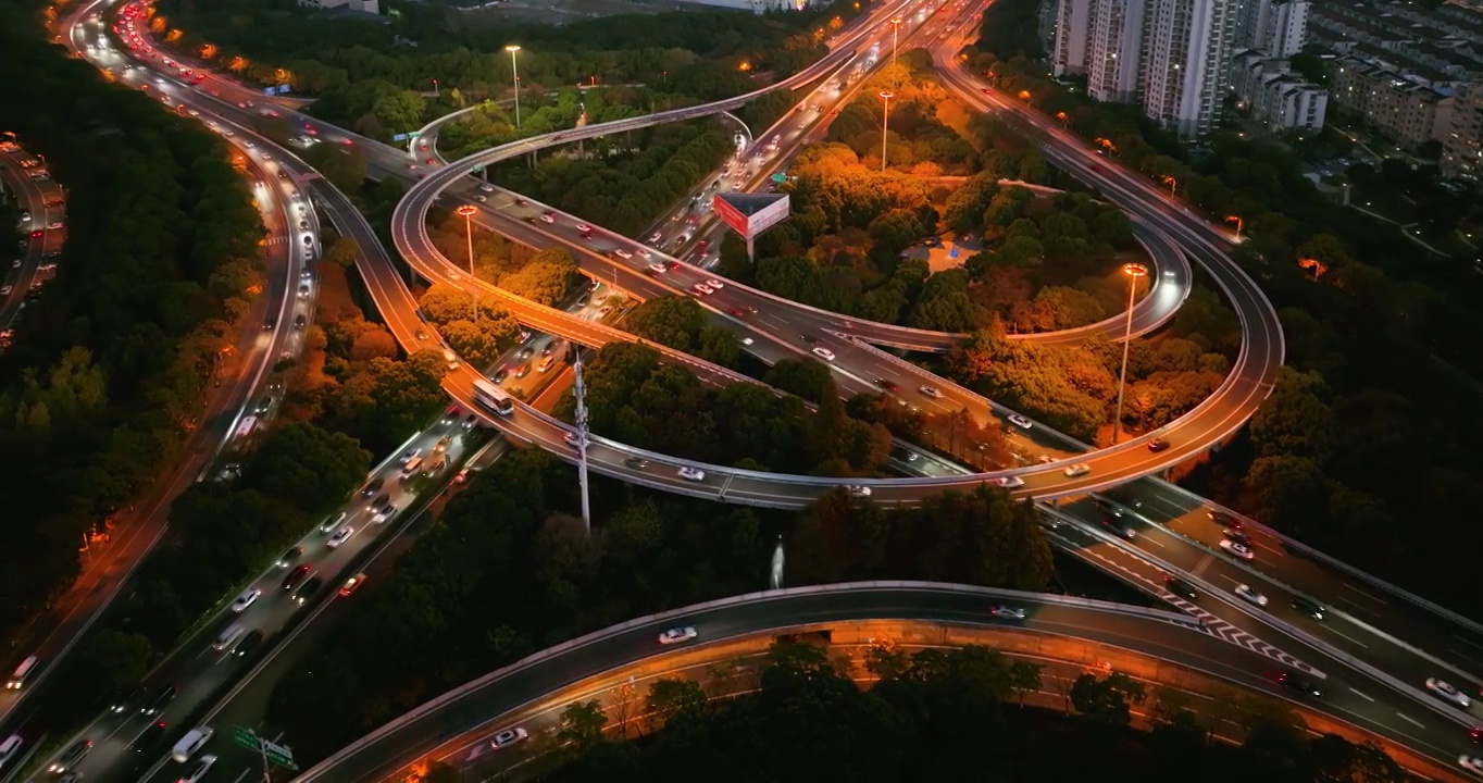 航拍江苏省无锡市广南立交桥建筑夜景风光视频素材