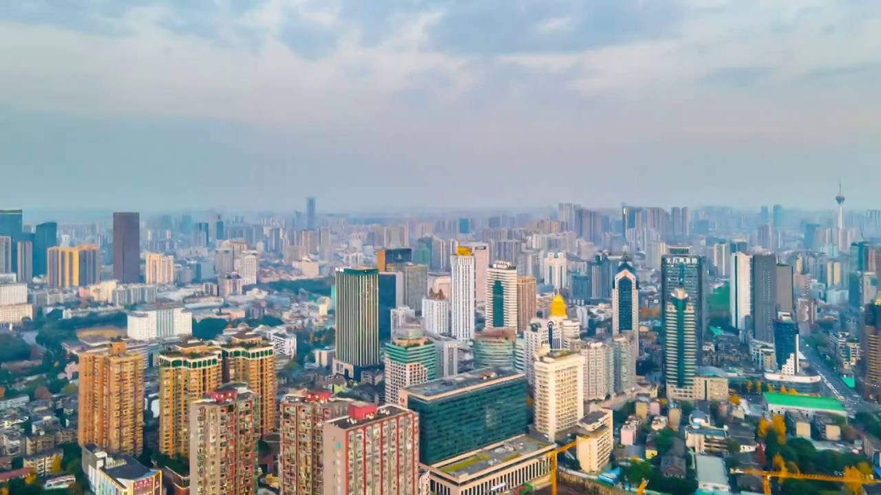 中国成都市中心建筑群航拍延时视频素材