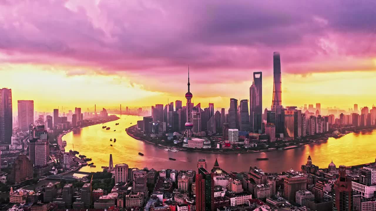航拍上海城市建筑风光视频素材