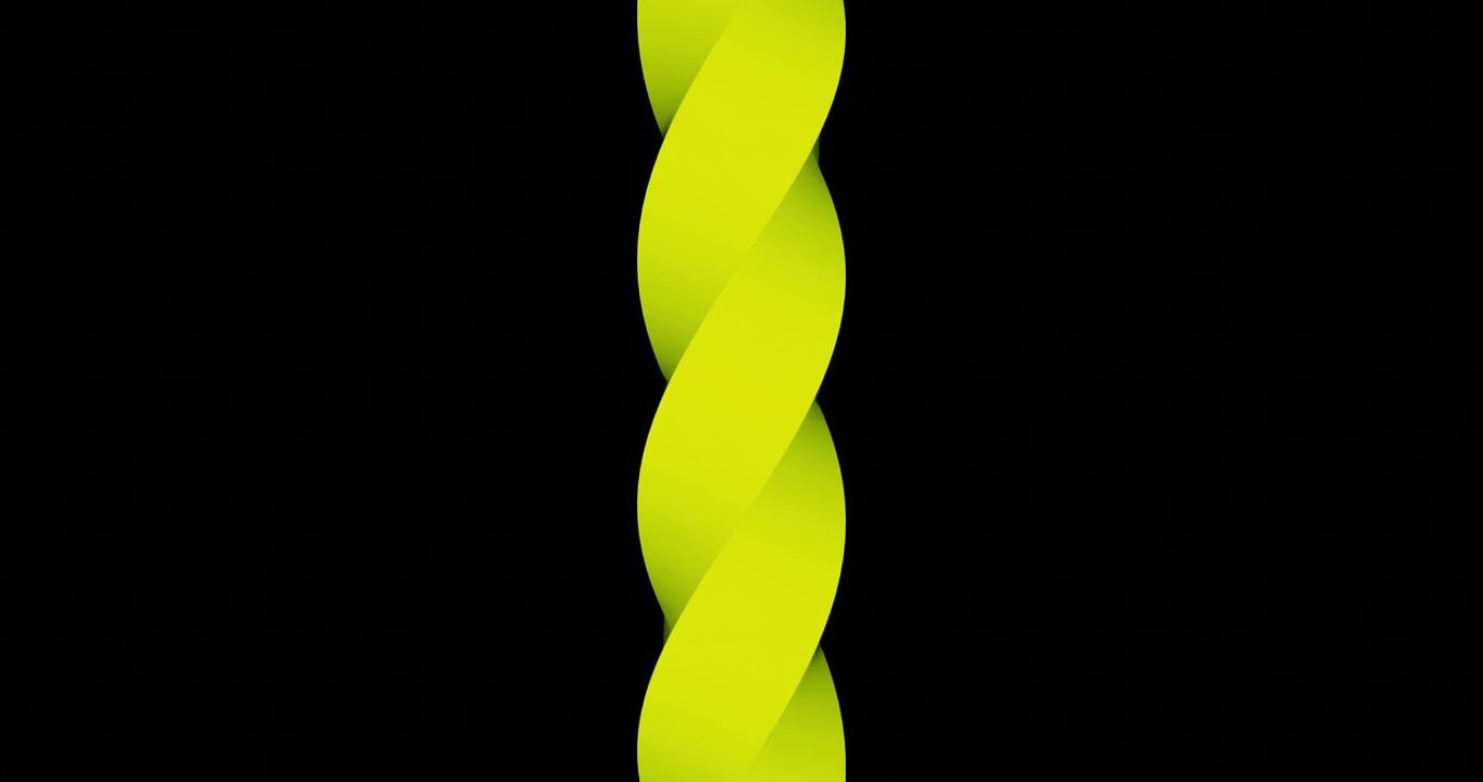 无限循环三维动画：黄色扭曲螺旋柱体视频下载