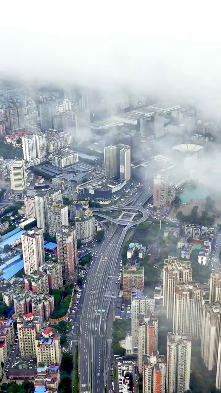 航拍重庆清晨平流雾风光视频素材