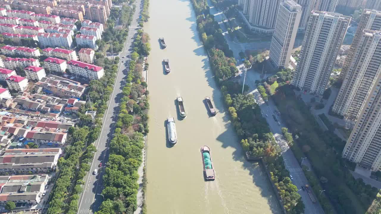 京杭大运河无锡市城区段风光视频素材