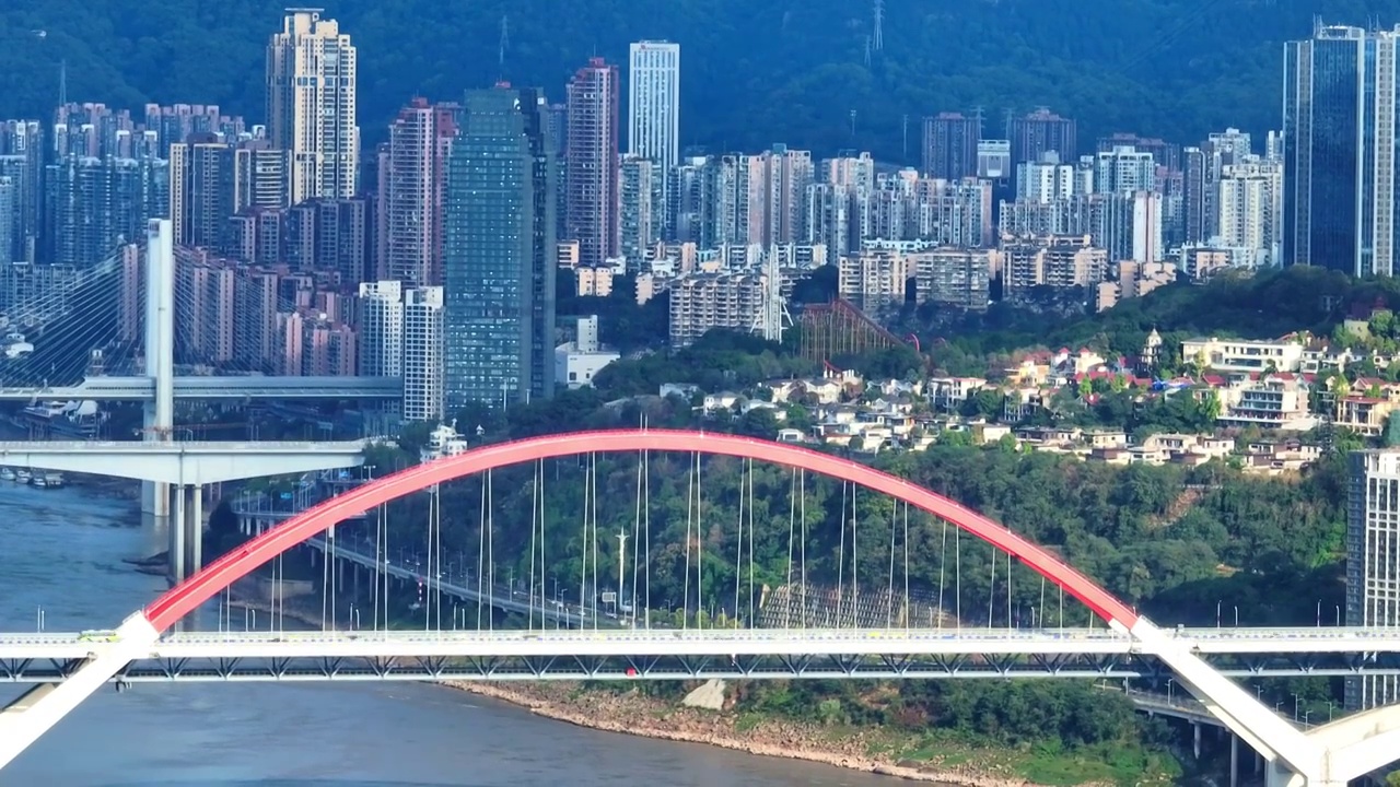 重庆市区长江大桥光影风光视频素材