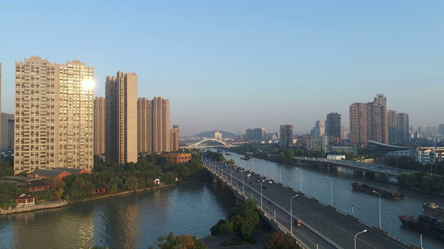 航拍京杭大运河无锡段视频素材