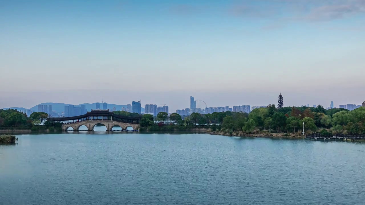 无锡市长广溪湿地公园日落延时摄影视频素材