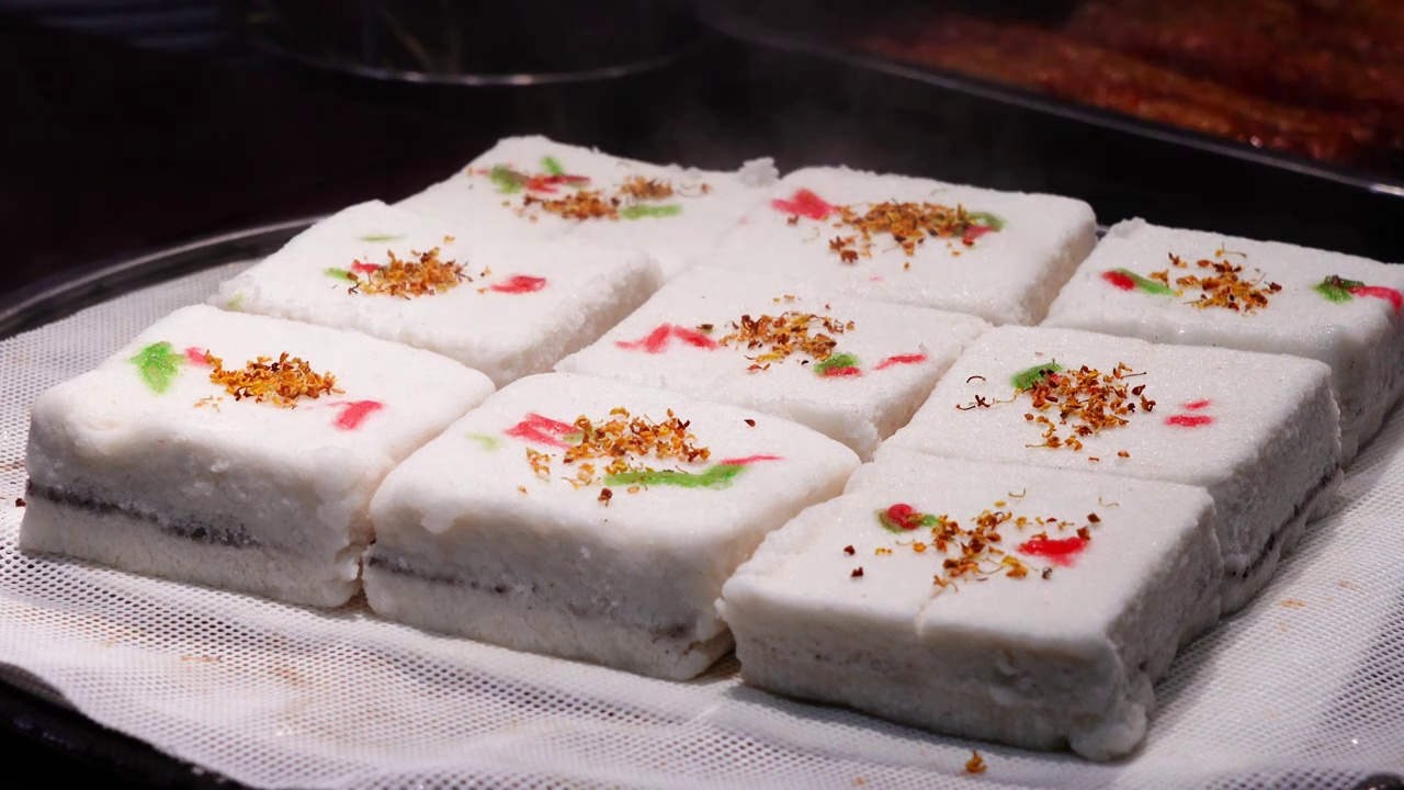 中国特色传统小吃，桂花糕视频素材