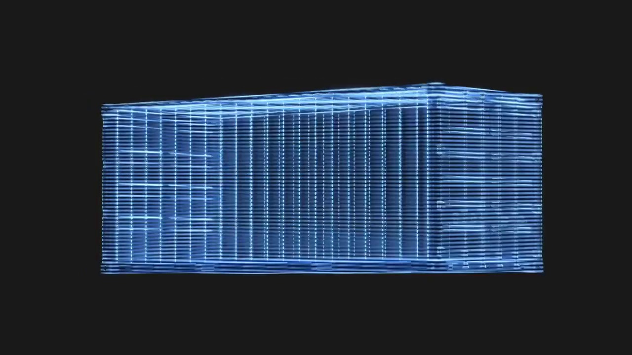 工业集装箱全息影像循环动画3D渲染视频下载