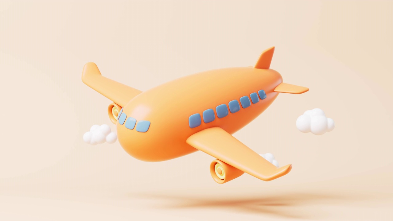 卡通飞机模型循环动画3D渲染视频素材
