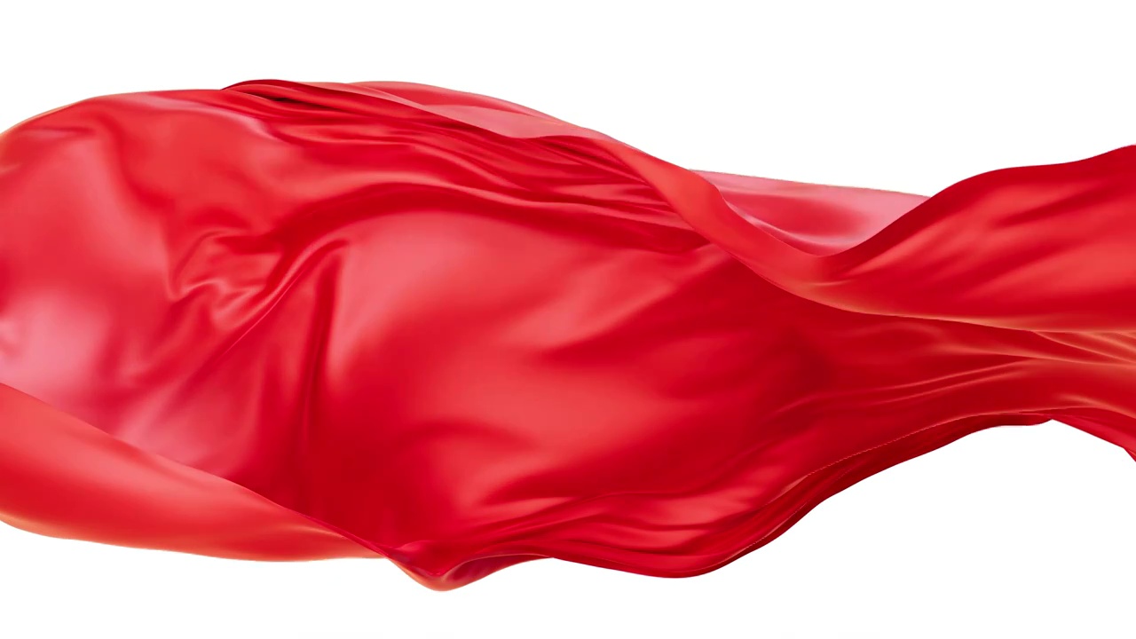 带alpha通道的飘舞流动的红色红旗布料3D渲染视频素材