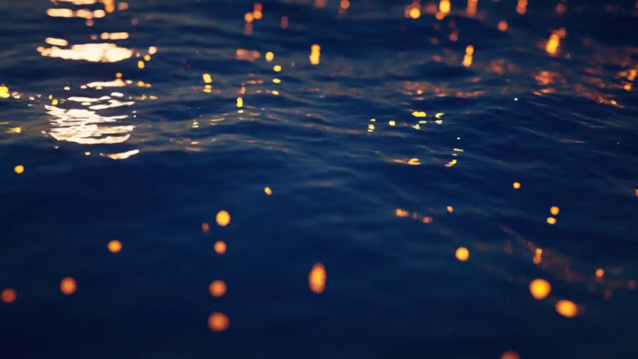 水面与发光粒子循环动画3D渲染视频下载
