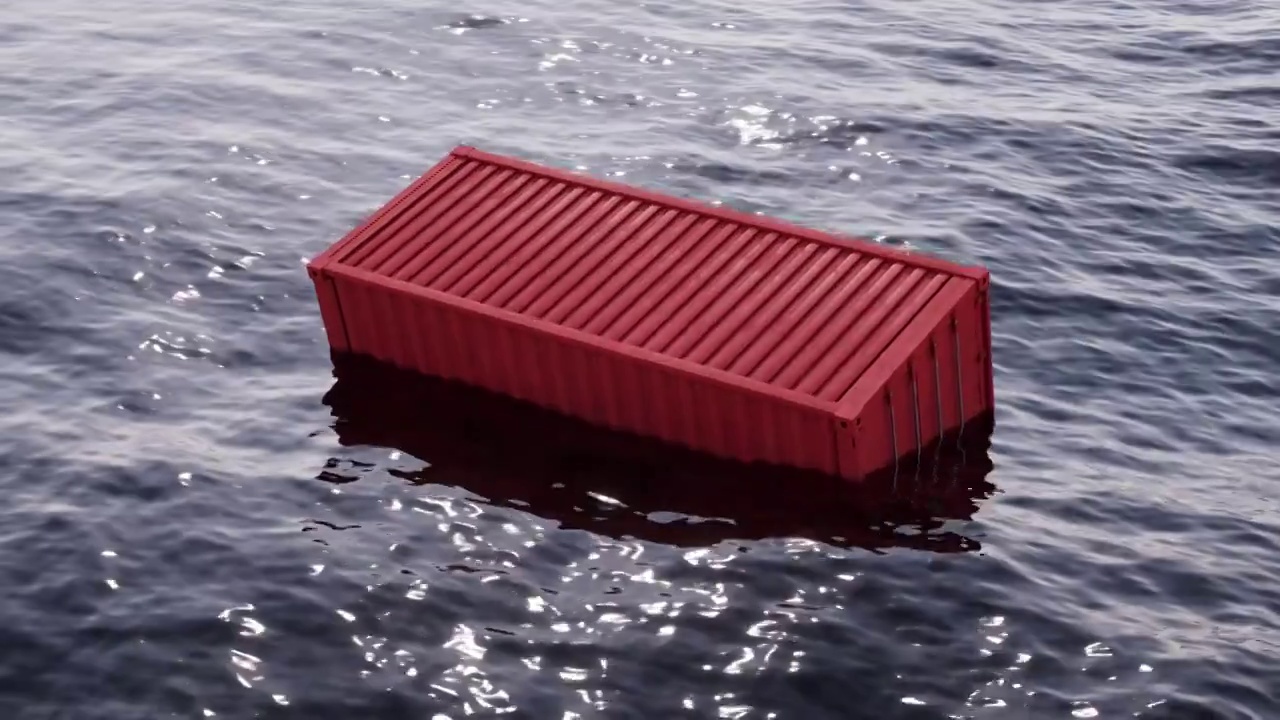 海洋里漂浮的集装箱循环动画3D渲染视频下载