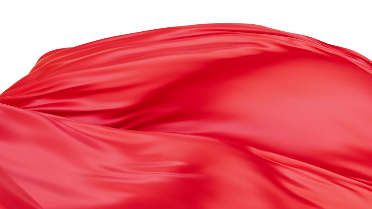 带alpha通道的飘舞流动的红色红旗布料3D渲染视频素材