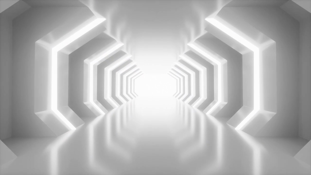 白色未来感隧道3D渲染视频下载
