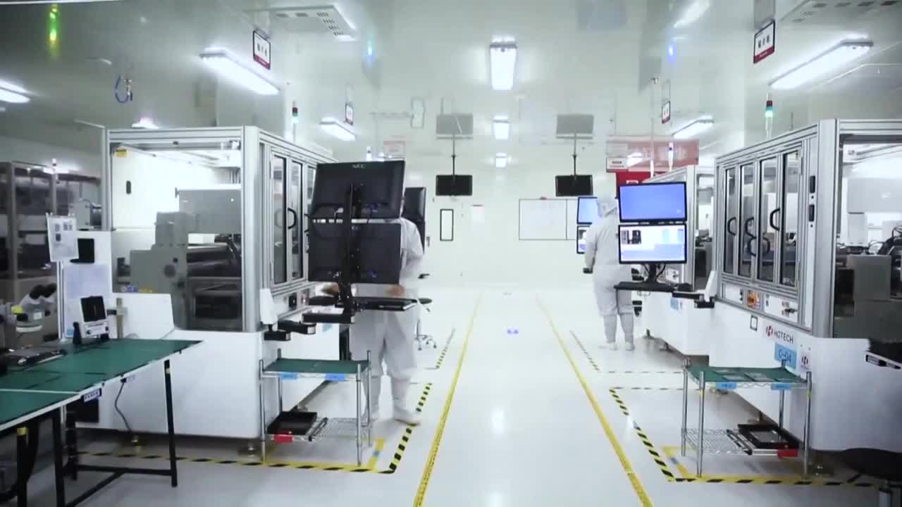 中国芯片产业高科技自动化生产线流水线生产过程展示（选编）视频素材