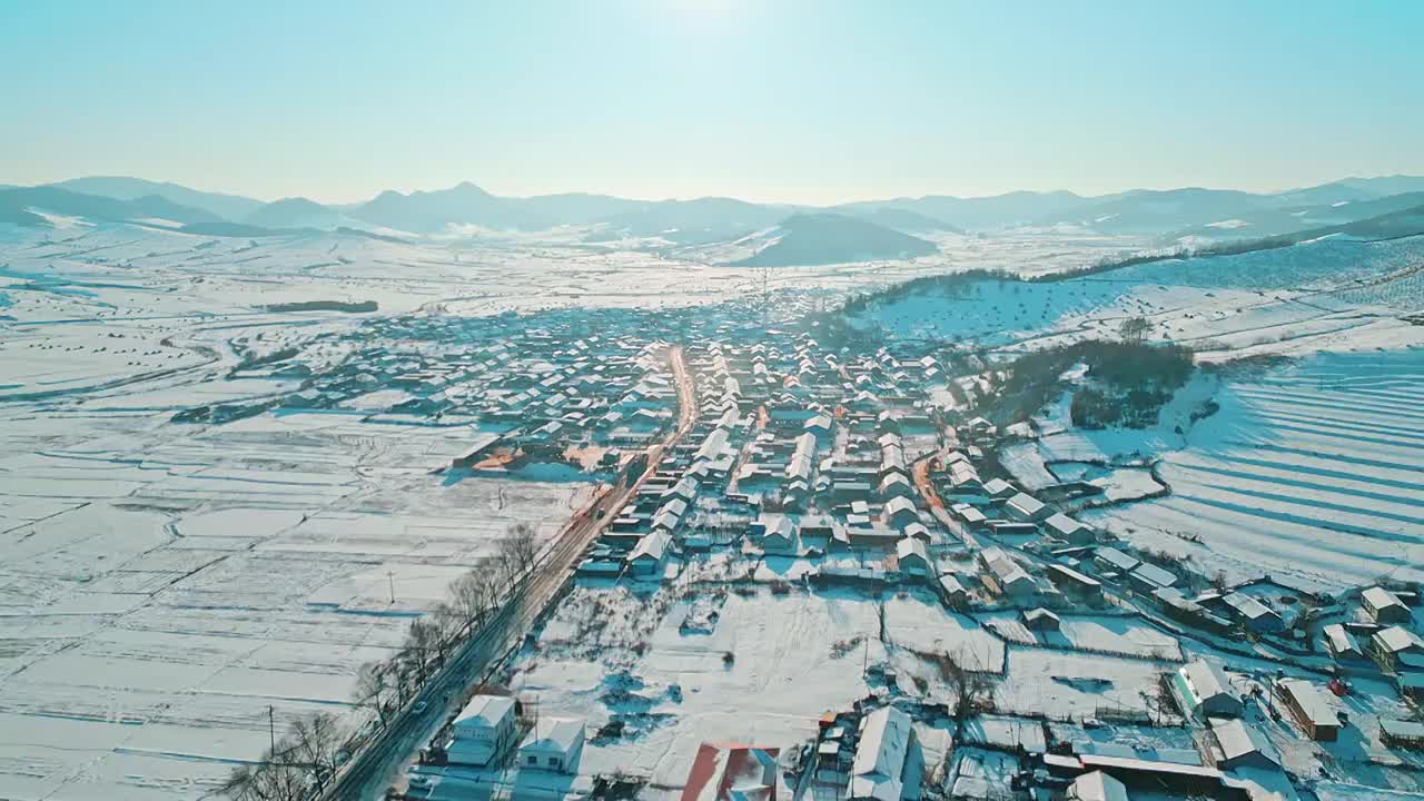 东北农村冬季风光视频下载
